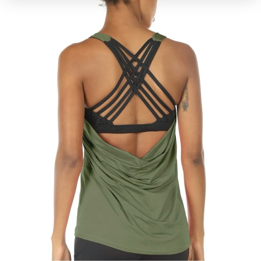 Green and Black Strappy Back Tank Top